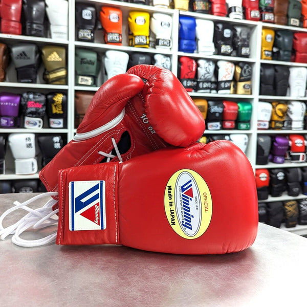 WINNING GLOVES PRO FIGHT LACE UP RED