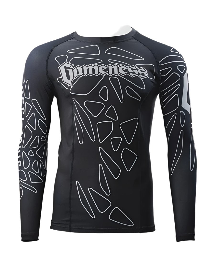 GAMENESS RASHGUARD LONG SLEEVE BLACK/WHITE