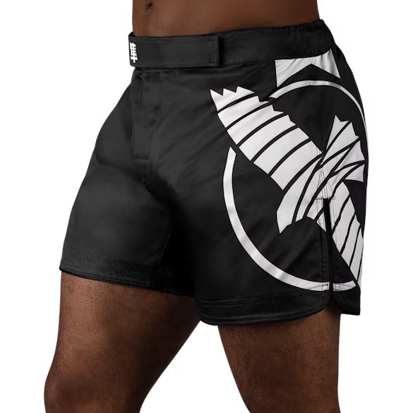 HAYABUSA SHORTS ICON MID THIGH BLACK/WHITE