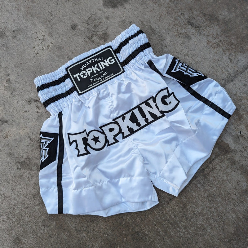 TOP KING MUAY THAI SHORTS WHITE/BLACK