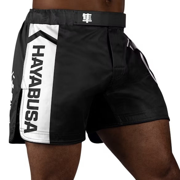 HAYABUSA SHORTS ICON MID THIGH BLACK/WHITE