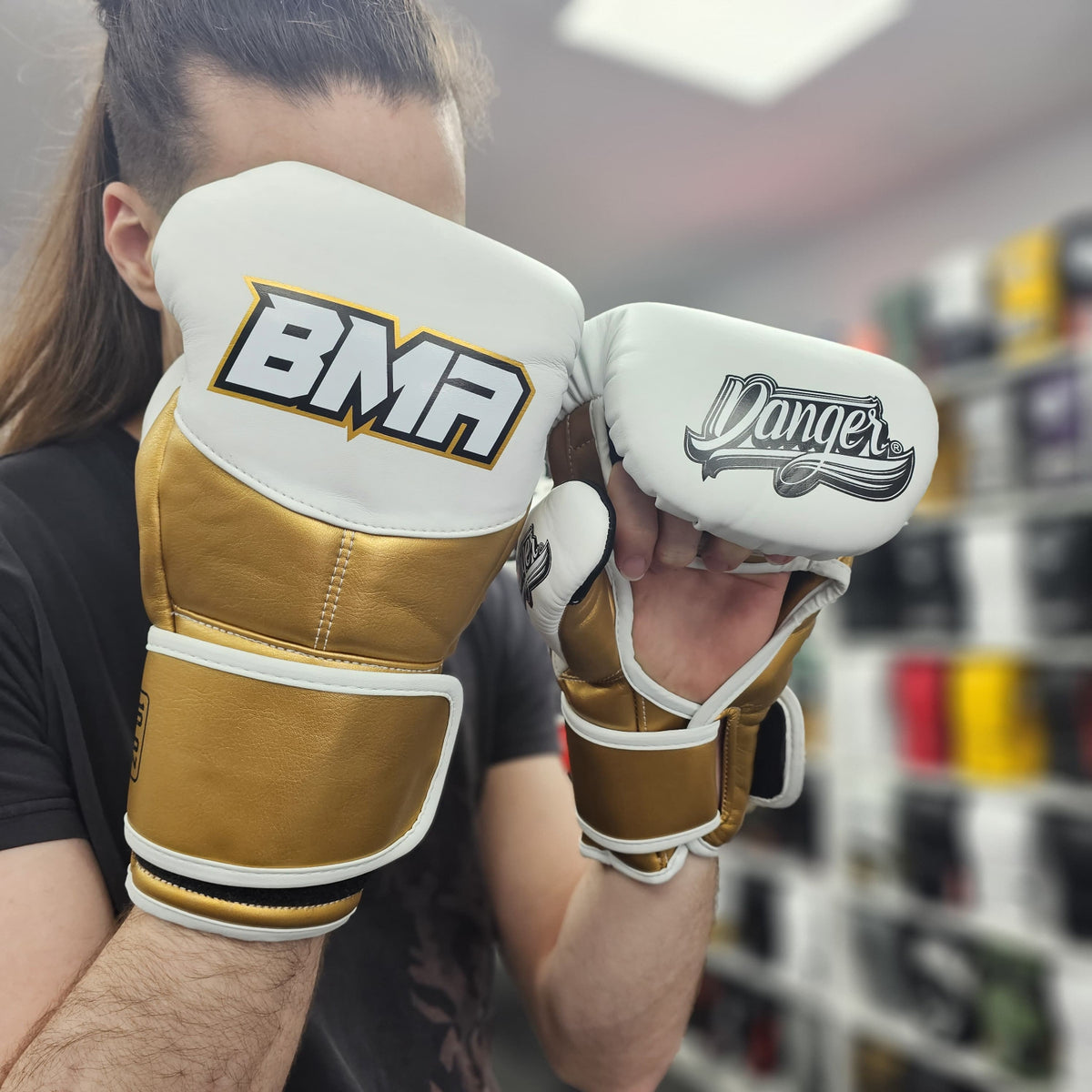 DANGER HYBRID GLOVES BMA HOOK & LOOP WHITE/GOLD