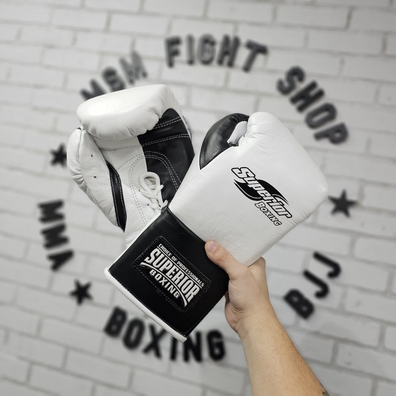 SUPERIOR GLOVES MEXICAN STYLE FIGHT LACE WHITE/BLACK