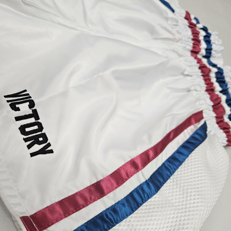 VICTORY MUAY THAI SHORTS MIAMI VICE V2 WHITE/BLUE/PINK