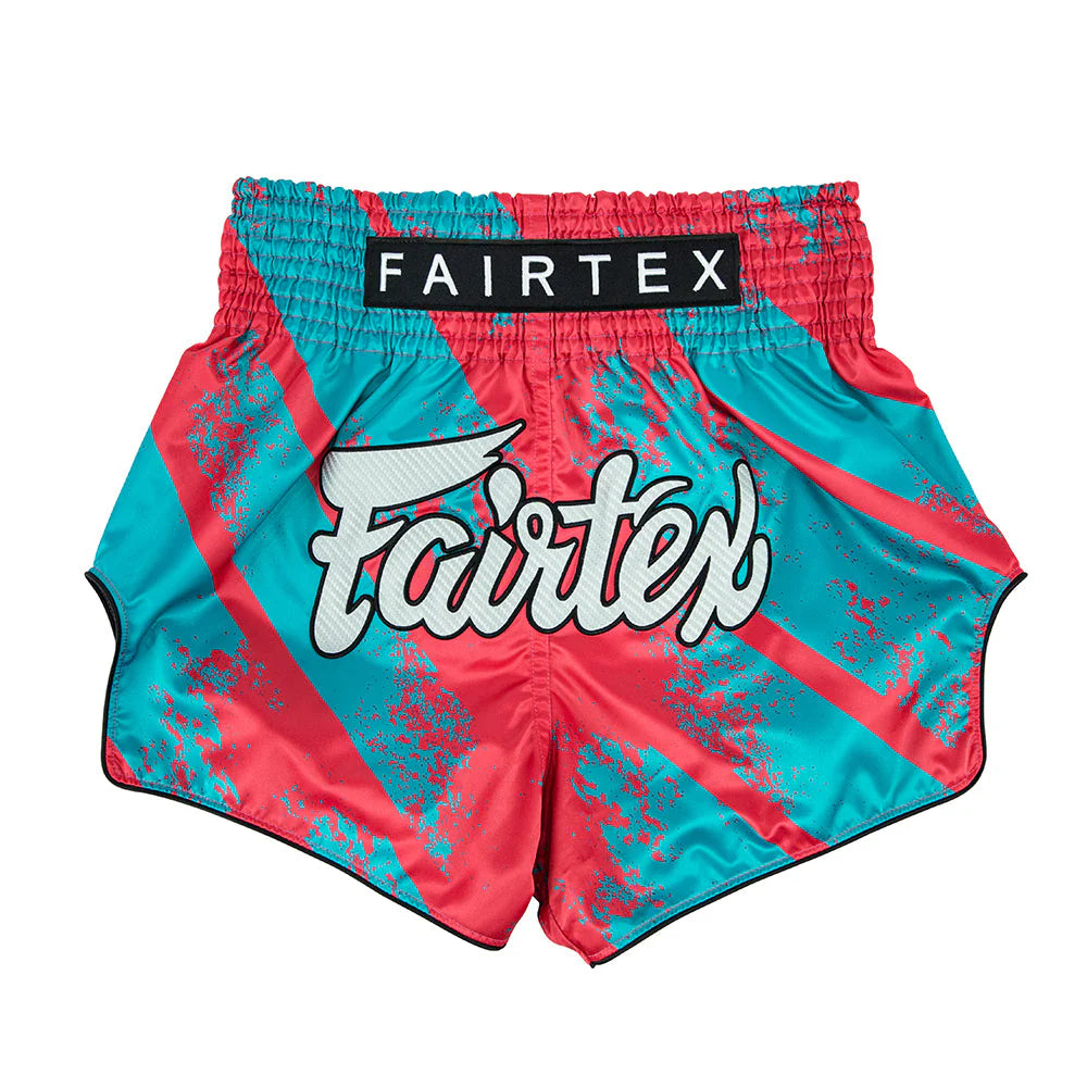 FAIRTEX THAI SHORTS SLIM CUT SATIN STREET KING BLUE/PINK