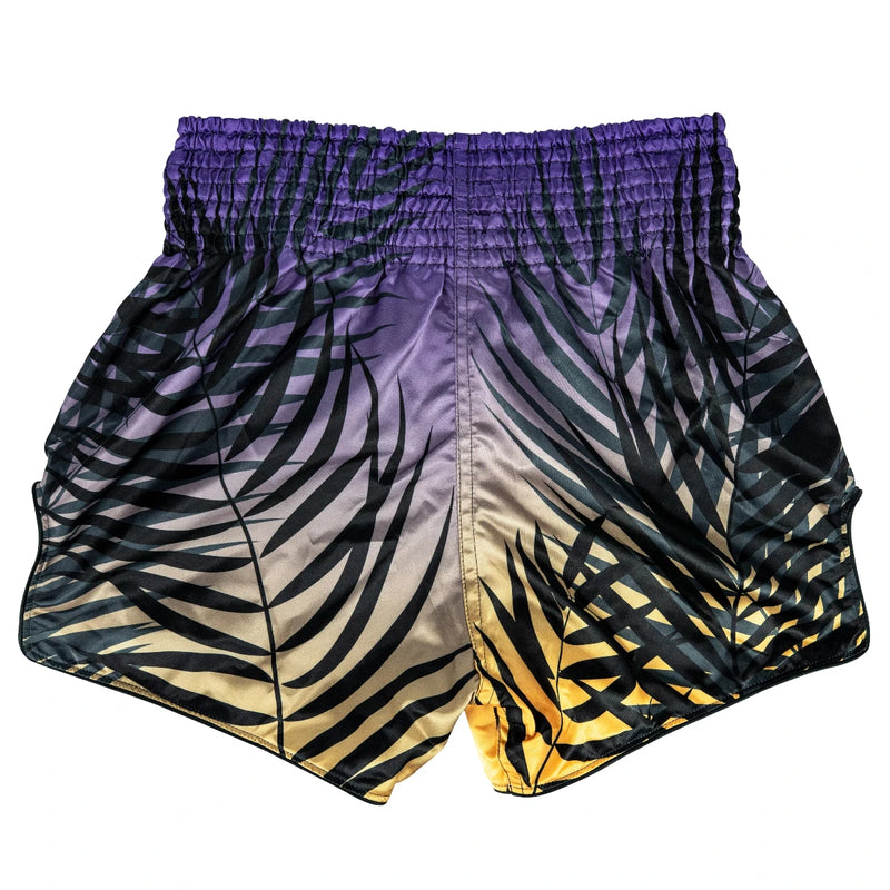 FAIRTEX THAI SHORTS SLIM CUT SATIN DAWN PURPLE/YELLOW