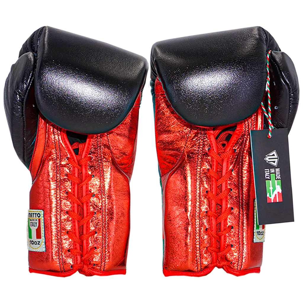 MATTO BOXING GLOVES ITALIAN STYLE LACE BLACK/RED 10OZ