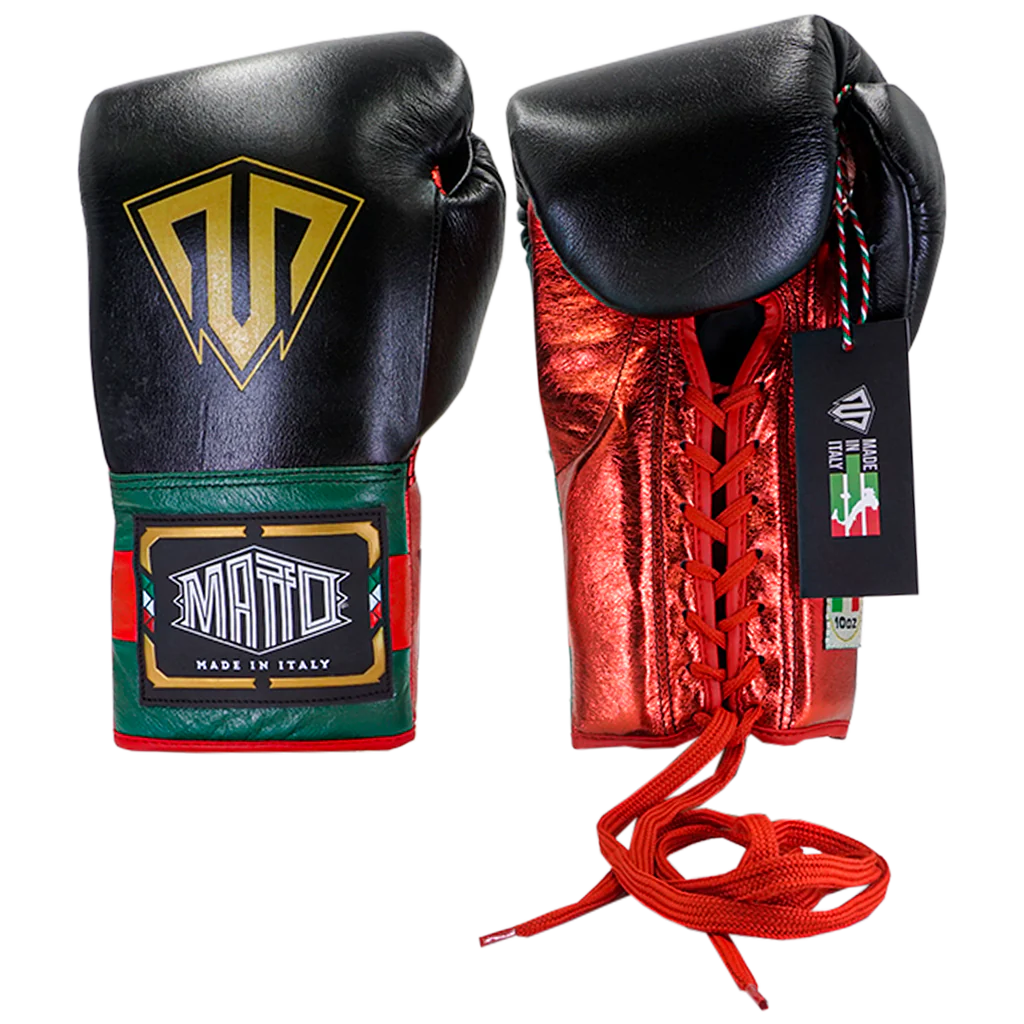 MATTO BOXING GLOVES ITALIAN STYLE LACE BLACK/RED 10OZ