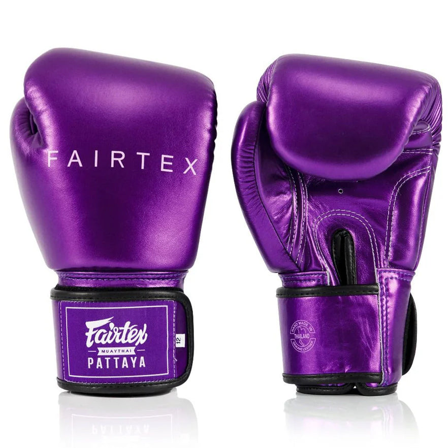 FAIRTEX GLOVES BGV22 HOOK AND LOOP LEATHER METALLIC PURPLE