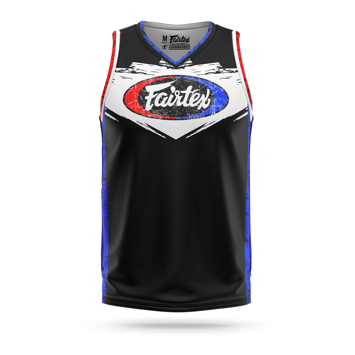 FAIRTEX JERSEY TANK TRADITIONAL LOGO GRUNGE BLACK/BLUE