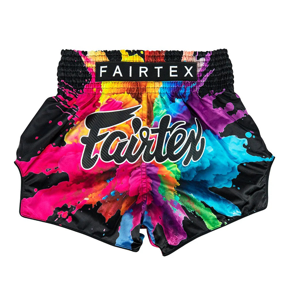 FAIRTEX THAI SHORTS SLIM CUT SATIN FUNKY SPLASH MULTICOLOR