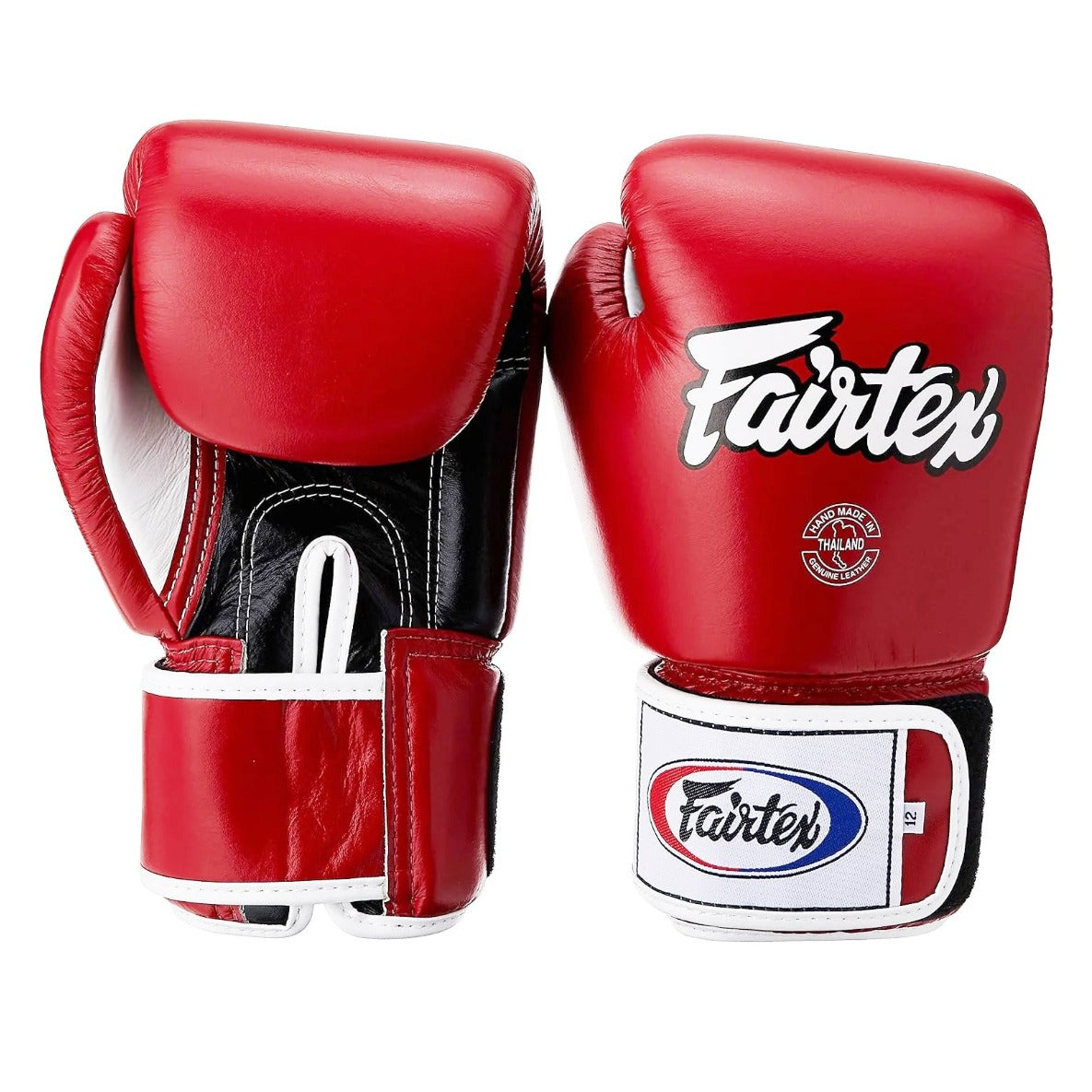 FAIRTEX GLOVES BGV1 HOOK AND LOOP LEATHER RED/WHITE/BLACK