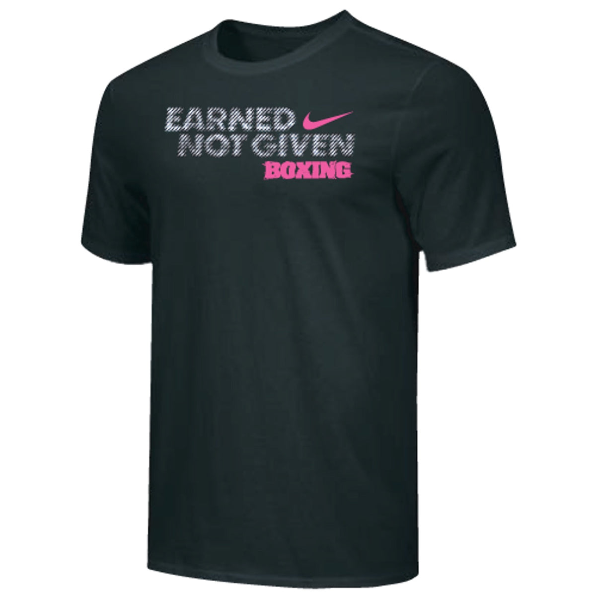 NIKE SHIRT MEN'S BOXING EARNED NOT GIVEN TEE BLACK/PINK