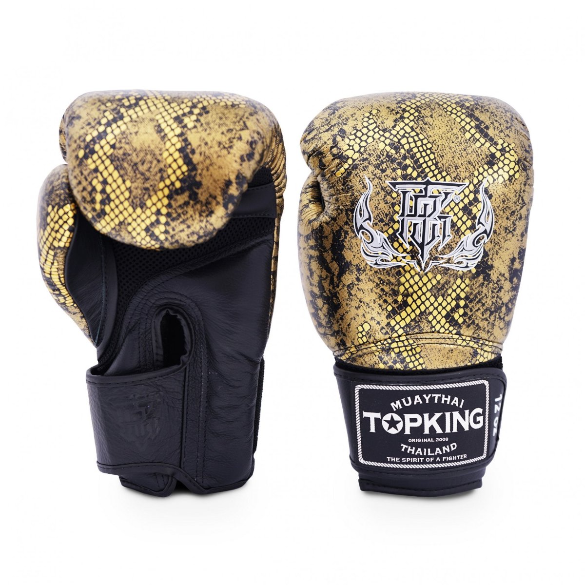 TOP KING GLOVES MUAY THAI FANCY SNAKE SKIN GOLD/BLACK