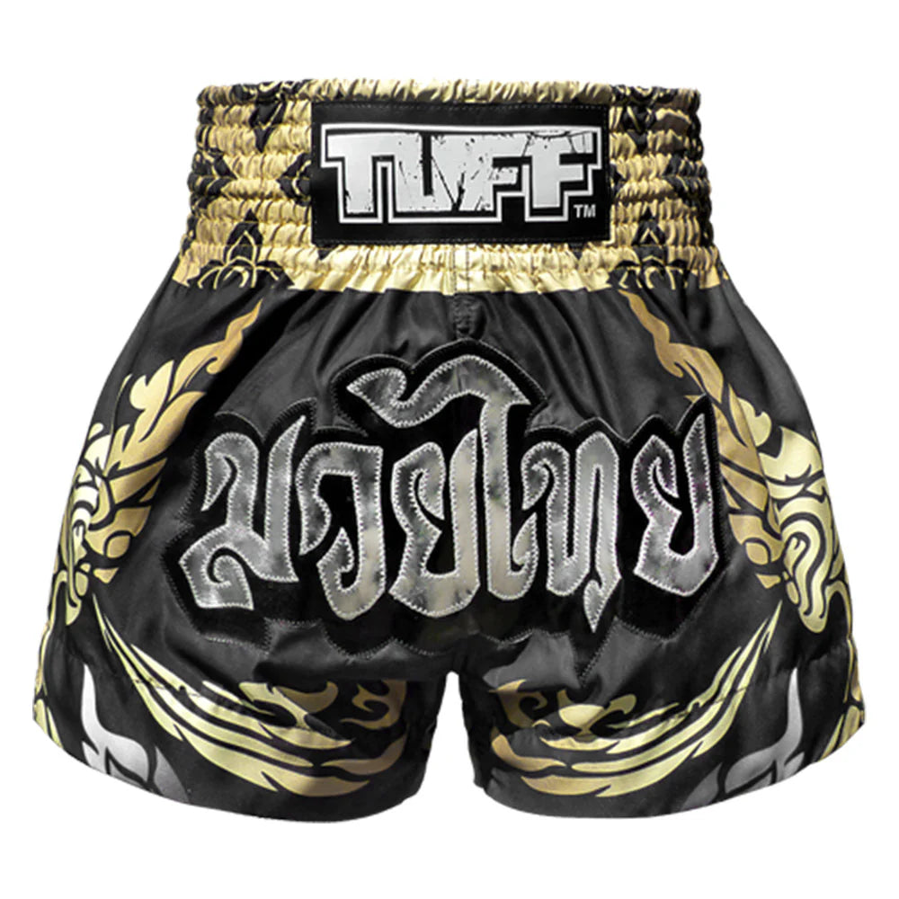 TUFF MUAY THAI SHORTS KING OF NAGA BLACK/GOLD