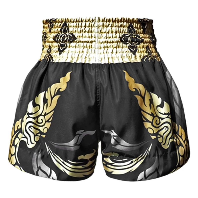 TUFF MUAY THAI SHORTS KING OF NAGA BLACK/GOLD