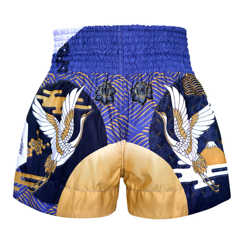 TUFF MUAY THAI SHORTS MAJESTIC CRANCE BLUE/WHITE/GOLD