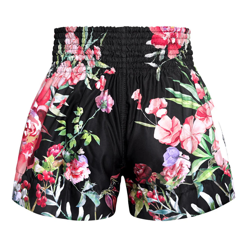 TUFF MUAY THAI SHORTS ROSE WILD THORNS BLACK/PINK