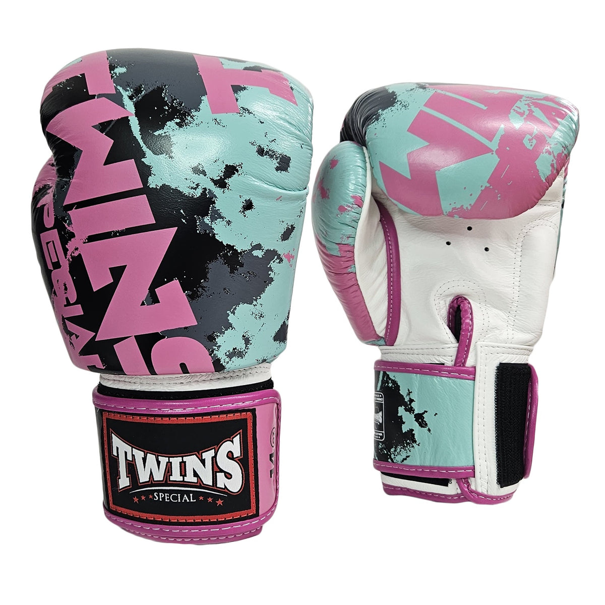 TWINS GLOVES LEATHER HOOK AND LOOP CANDY PINK/BLUE