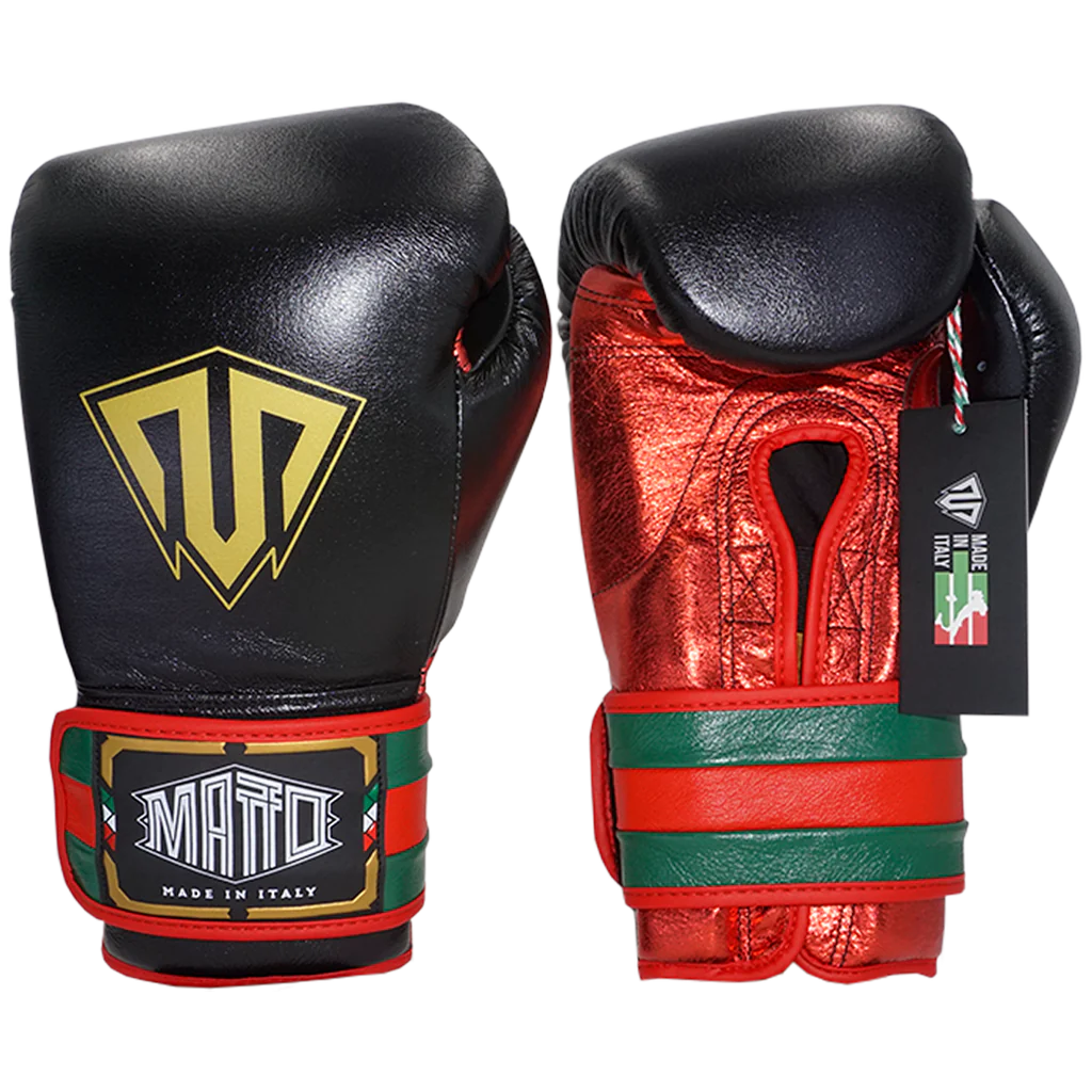 MATTO BOXING GLOVES ITALIAN STYLE HOOK & LOOP BLACK/RED/GREEN