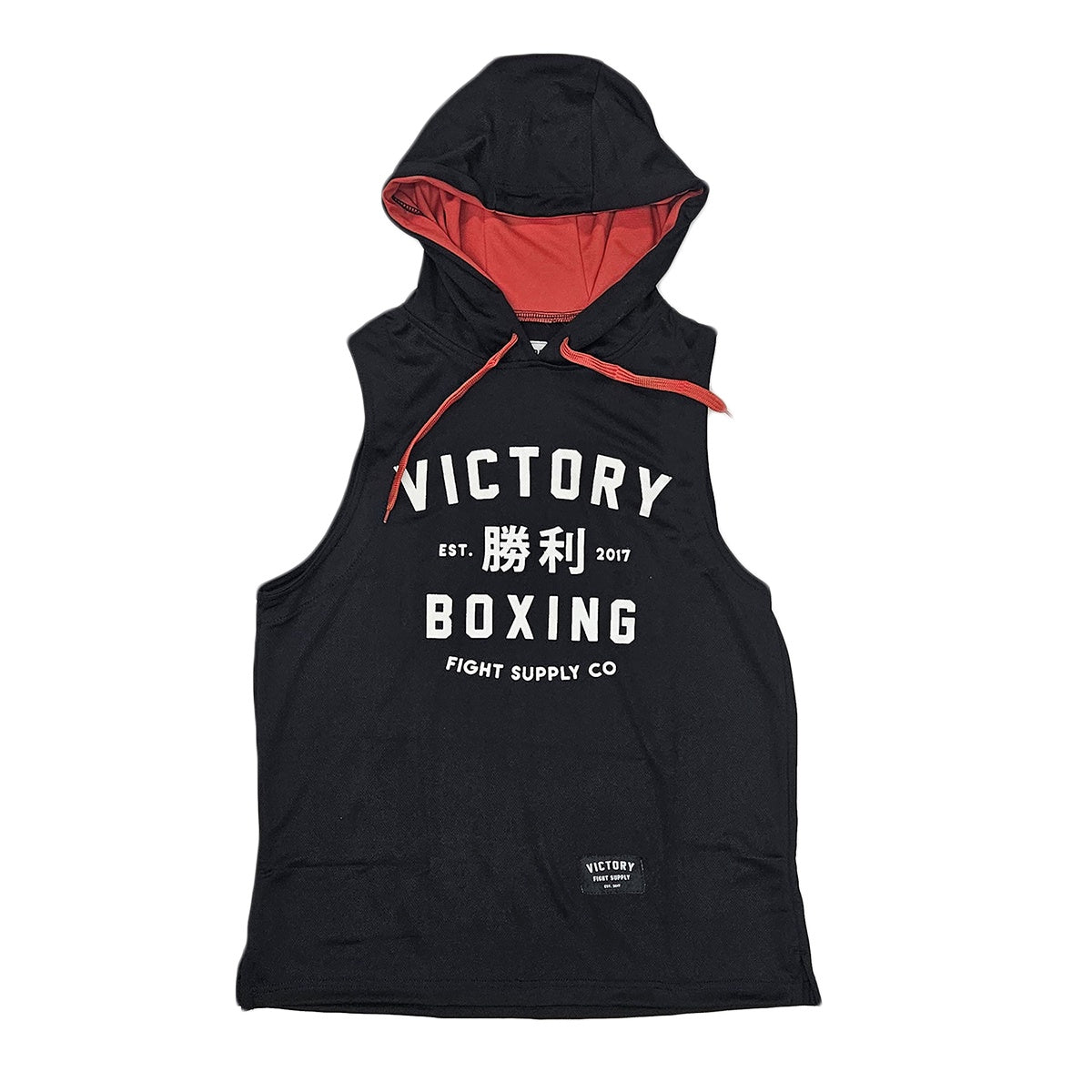 VICTORY SLEEVELESS HOODIE TRAINING BOXING KANJI BLACK/RED/WHITE