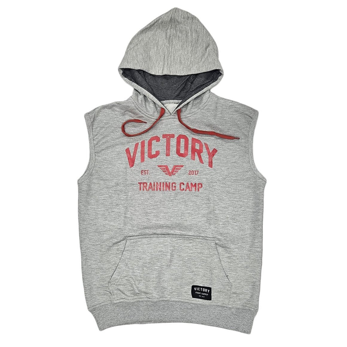 VICTORY SLEEVELESS HOODIE TRAINING CAMP GREY RED