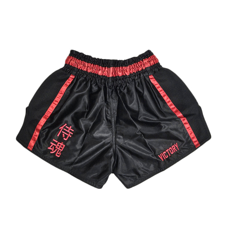 VICTORY MUAY THAI SHORTS SAMURAI BLACK/RED