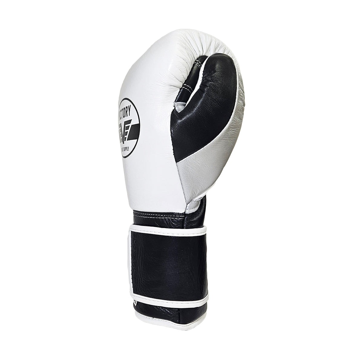 VICTORY GLOVES SAVAGE V2 LEATHER HOOK AND LOOP WHITE/BLACK/SILVER