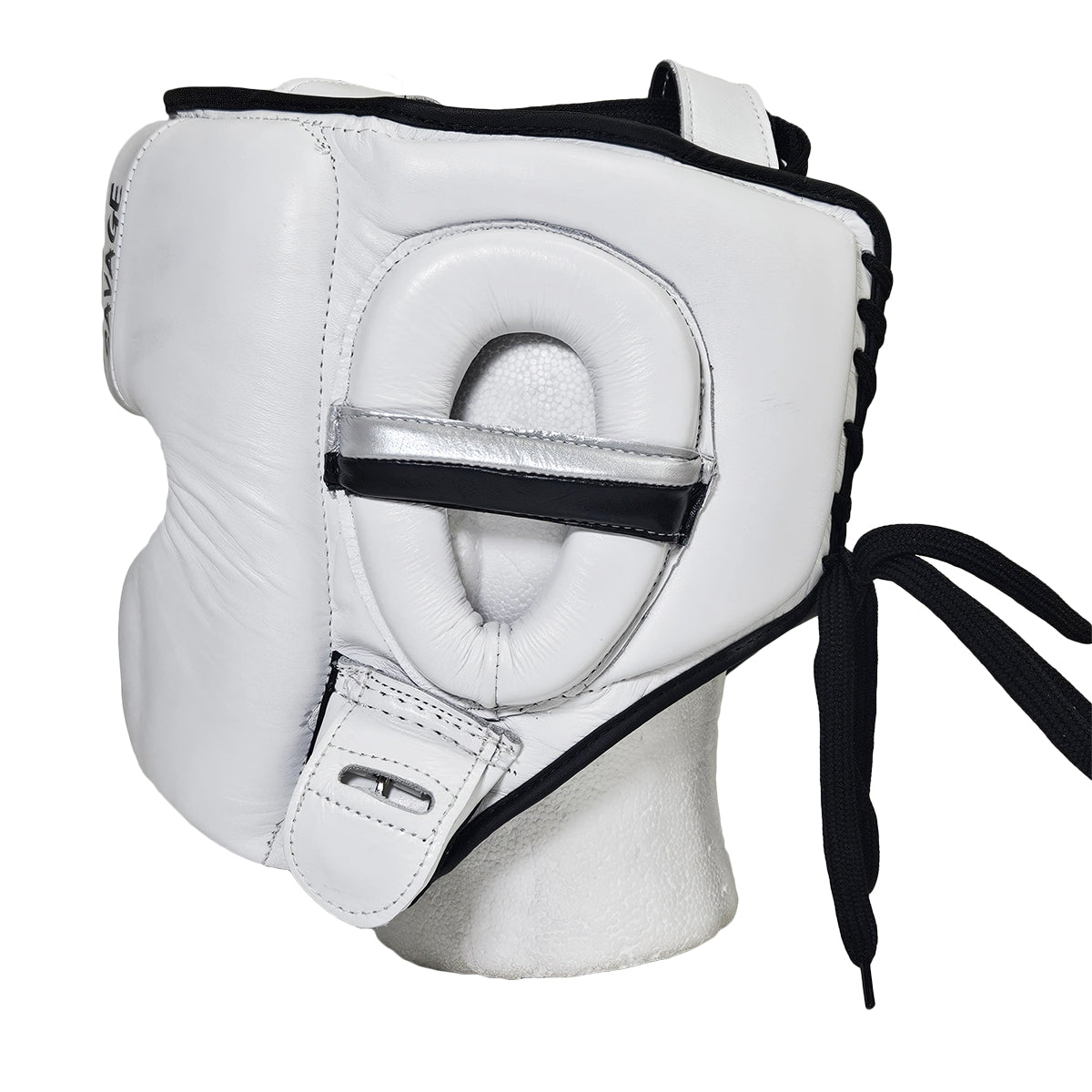 VICTORY HEADGEAR CHEEK LEATHER SAVAGE V2 WHITE/BLACK/SILVER