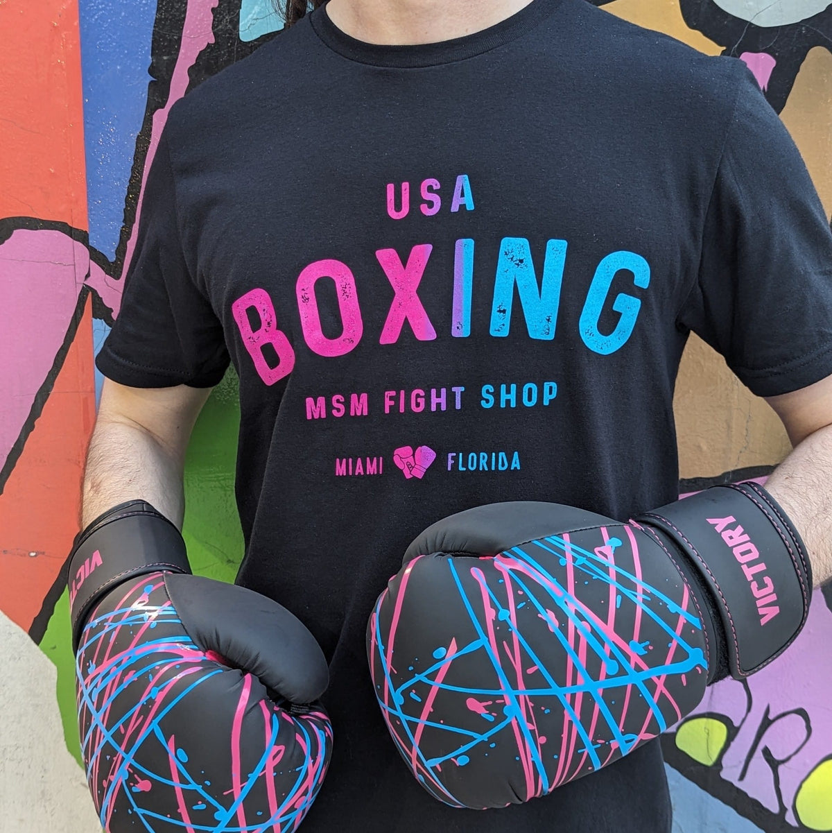 MSM SHIRT BOXING MIAMI VICE BLACK/BLUE/PINK