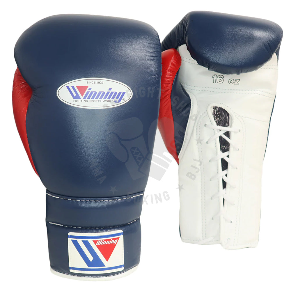 WINNING GLOVES CUSTOM LACE NAVY /WHT/ RED 16OZ