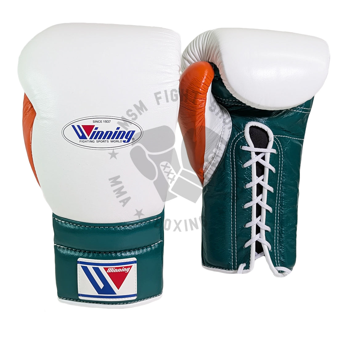 WINNING_GLOVES_LACE_CUSTOM_WHITE_MINT_GREEN_AND_ORANGE