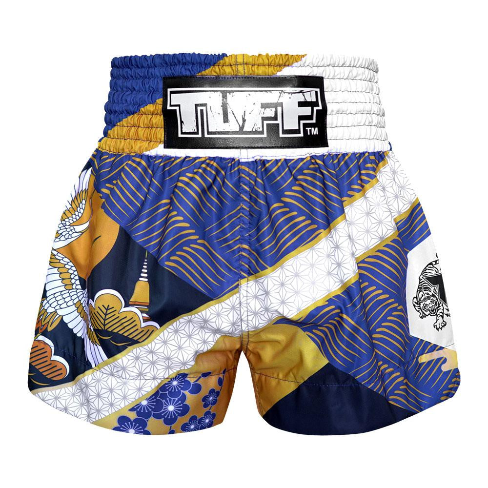 TUFF MUAY THAI SHORTS MAJESTIC CRANCE BLUE/WHITE/GOLD