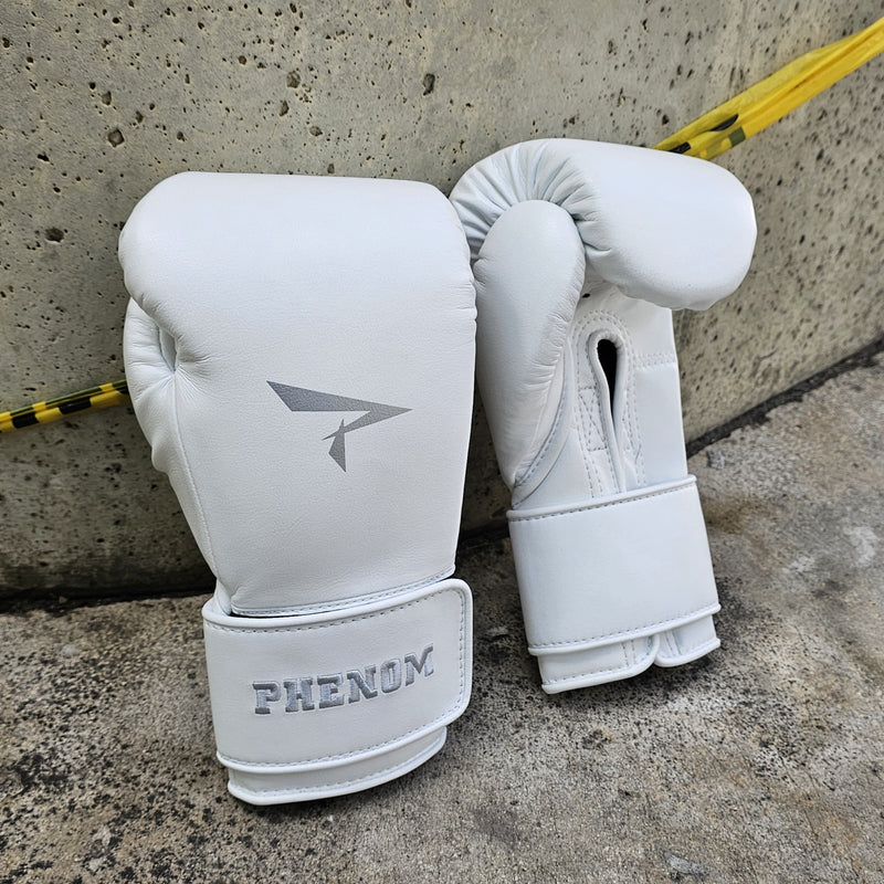 PHENOM BOXING GLOVES MICRO FIBER HOOK & LOOP MSG205S WHITE