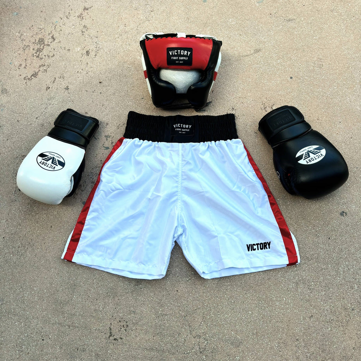 VICTORY BOXING SHORTS VICE SERIES WHITE/RED/BLACK