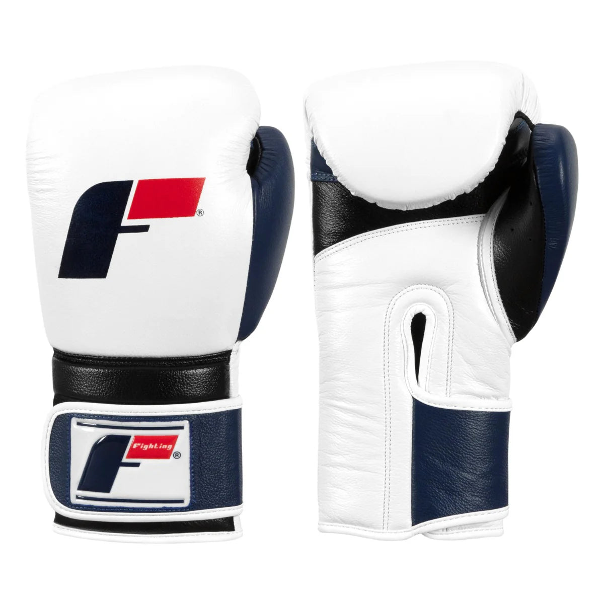 FIGHTING GLOVES FORCE TRAINING LEATHER HOOK & LOOP WHITE/BLUE/BLACK