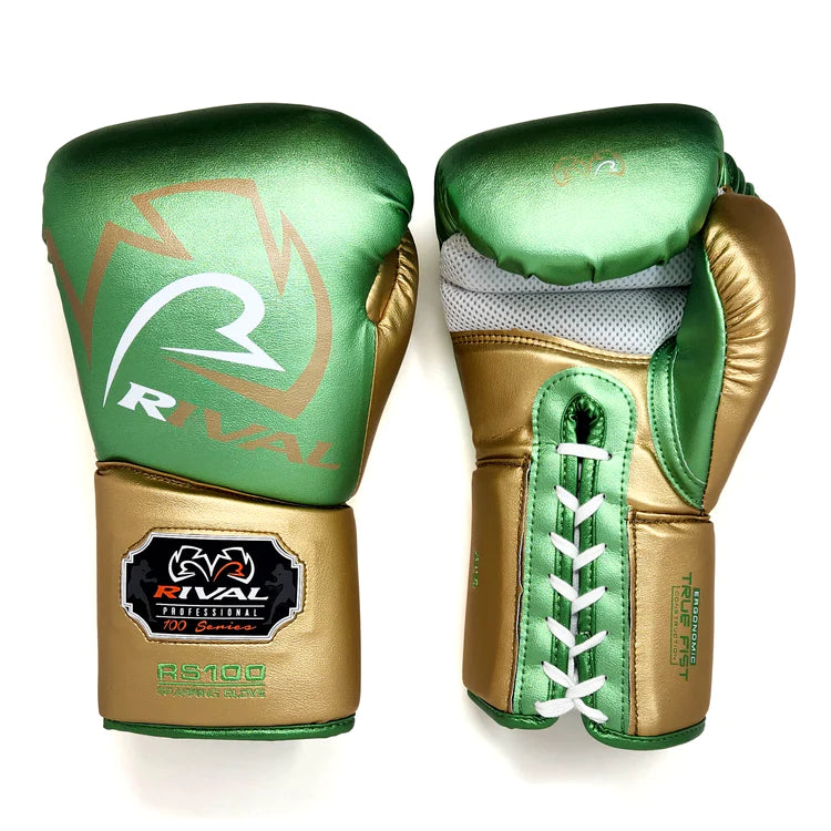 RIVAL GLOVES LACE RS100 LIMITED EDITION METALLIC GREEN/GOLD