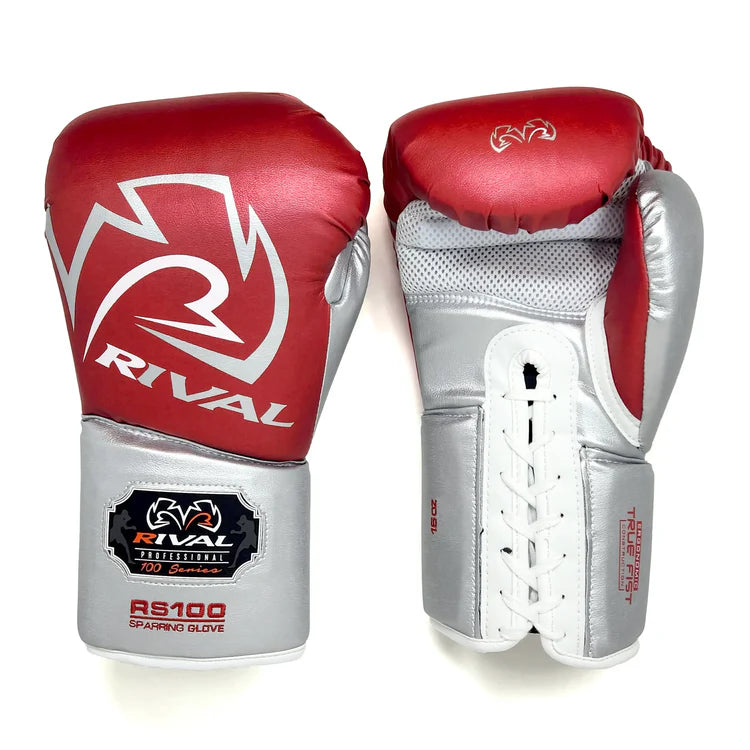 RIVAL GLOVES LACE RS100 LIMITED EDITION RED/SILVER - MSM FIGHT SHOP