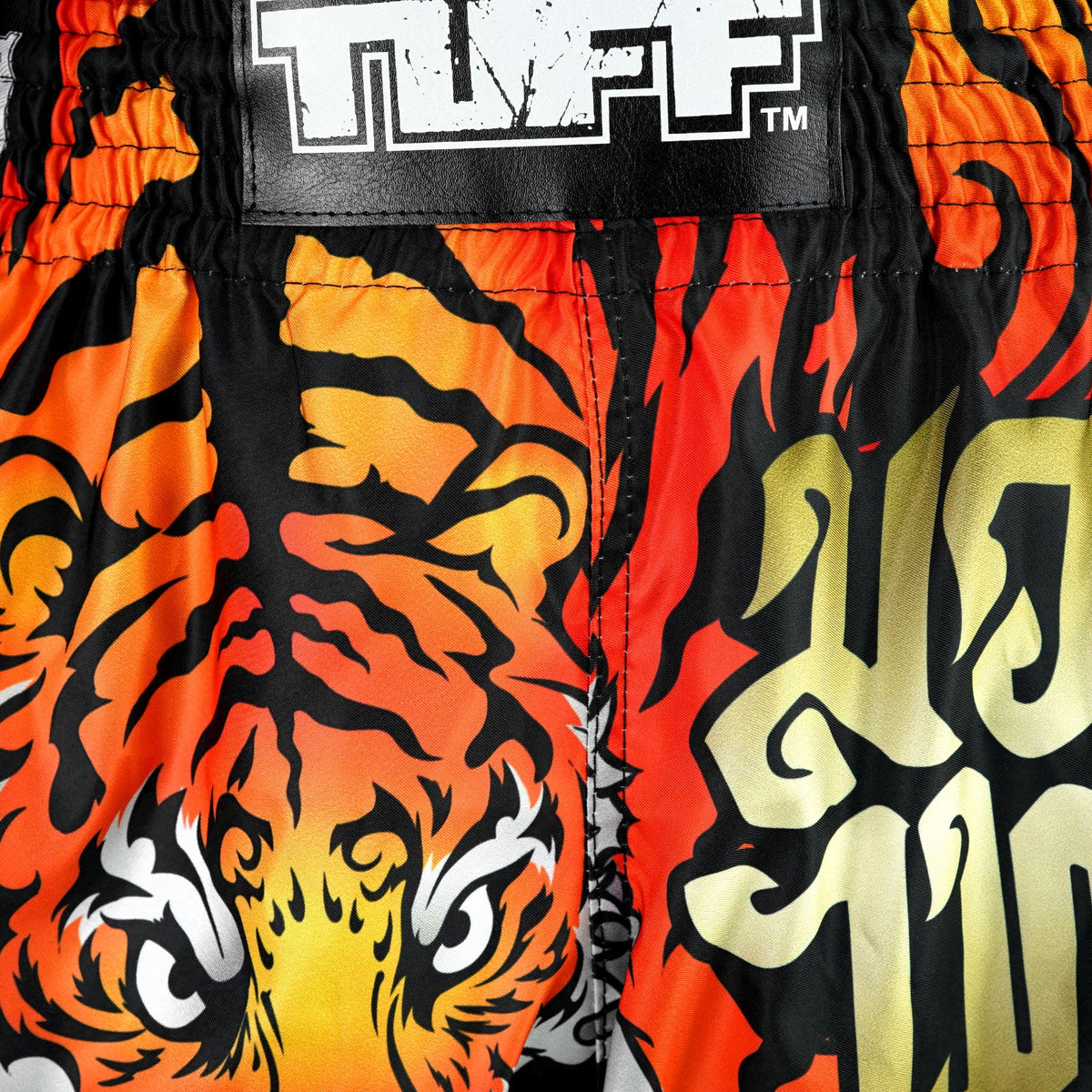 TUFF MUAY THAI SHORTS RETRO CRUEL TIGER BLACK/ORANGE