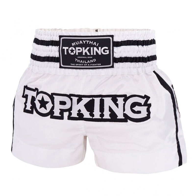 TOP KING MUAY THAI SHORTS WHITE/BLACK