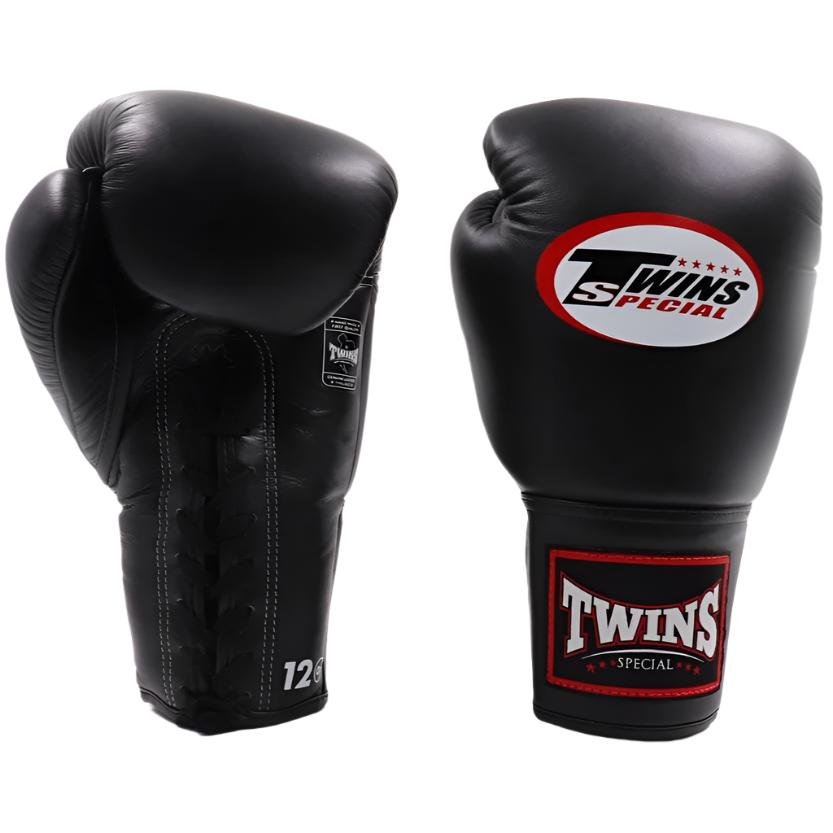 TWINS GLOVES LEATHER LACE BLACK