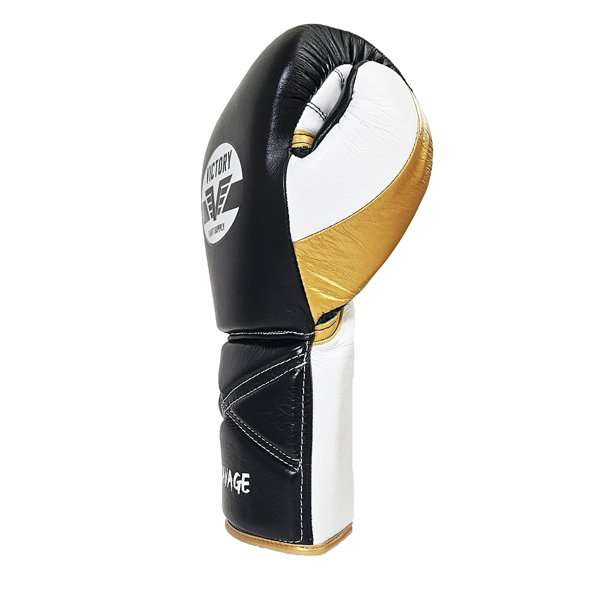 VICTORY GLOVES SAVAGE V2 LEATHER LACE UP BLACK/WHITE/GOLD