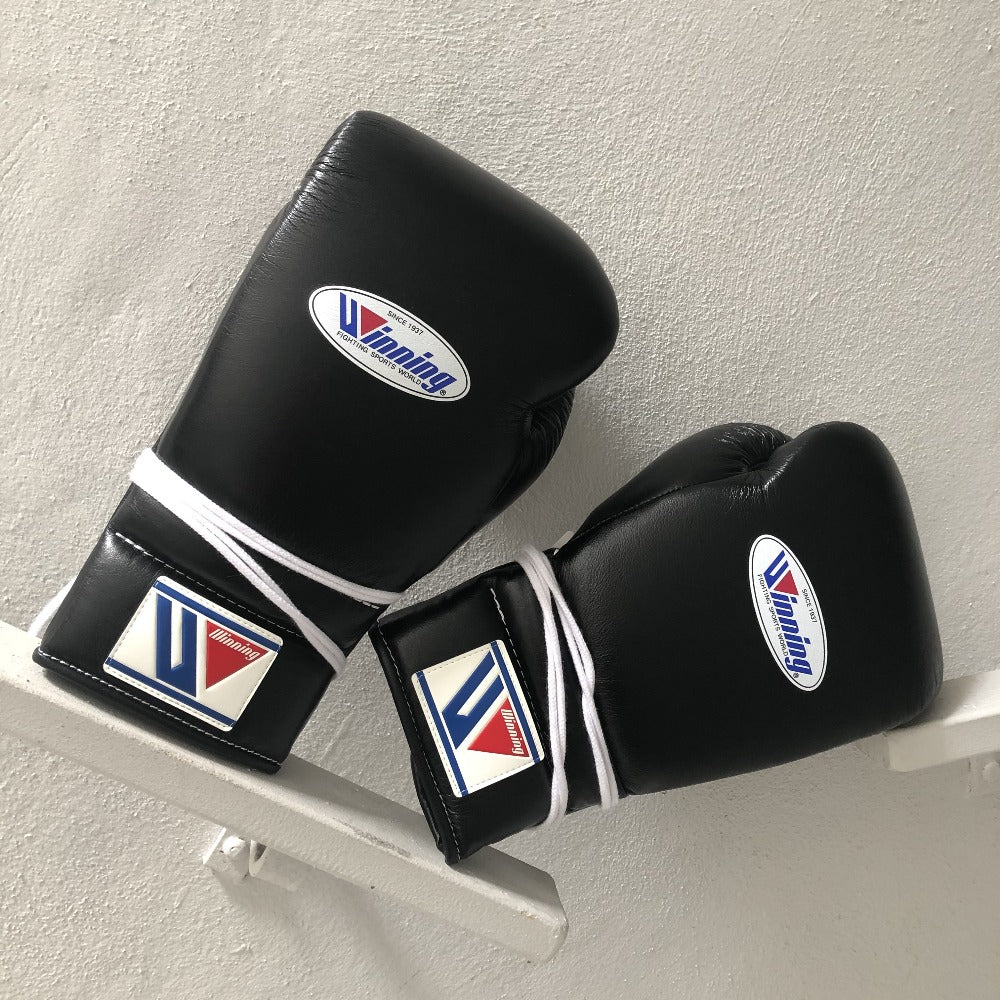 MSM Fight Shop Winning Professional Lace Boxing Gloves Black MSM FIGHT SHOP