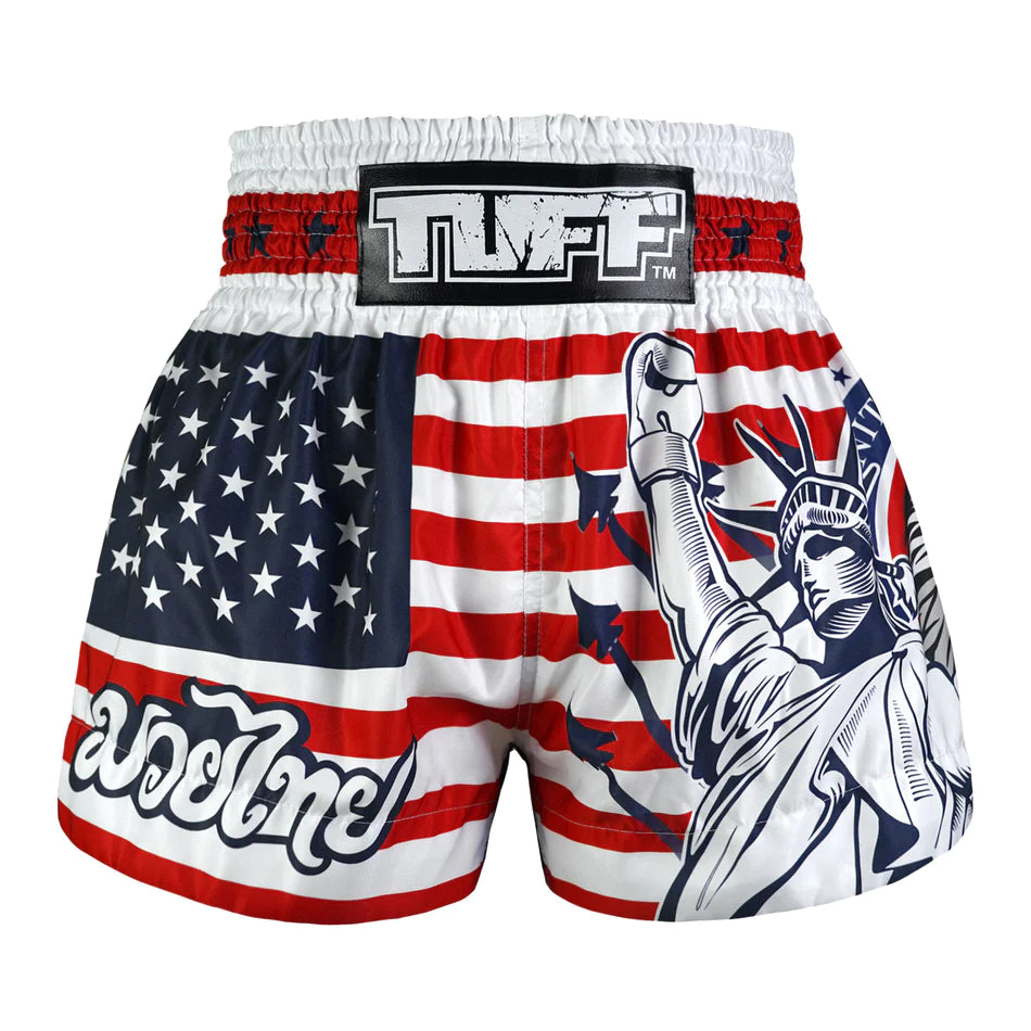 TUFF MUAY THAI SHORTS THAI LIBERTY WHITE/RED/BLUE