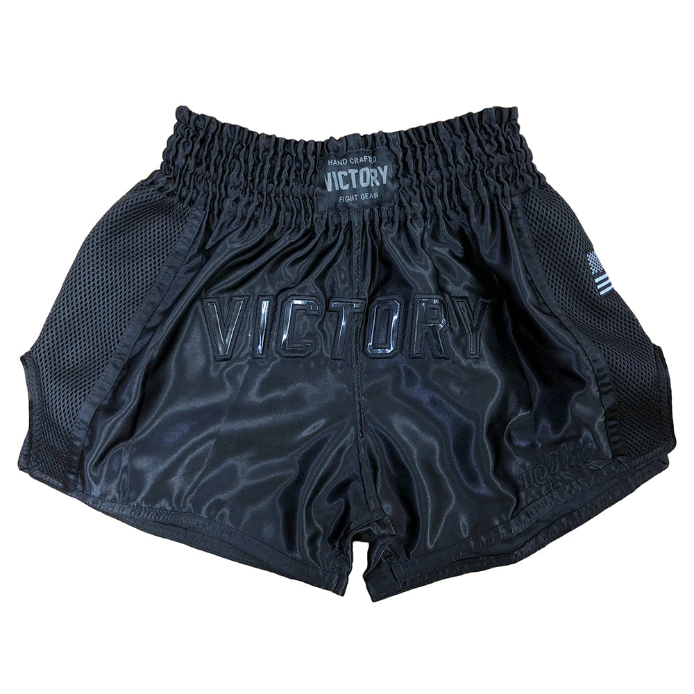 VICTORY MUAY THAI SHORTS STEALTH BLACK/BLACK