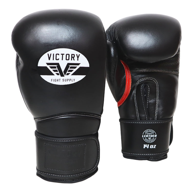 VICTORY GLOVES CLASSIC LEATHER HOOK & LOOP BLACK – MSM FIGHT SHOP