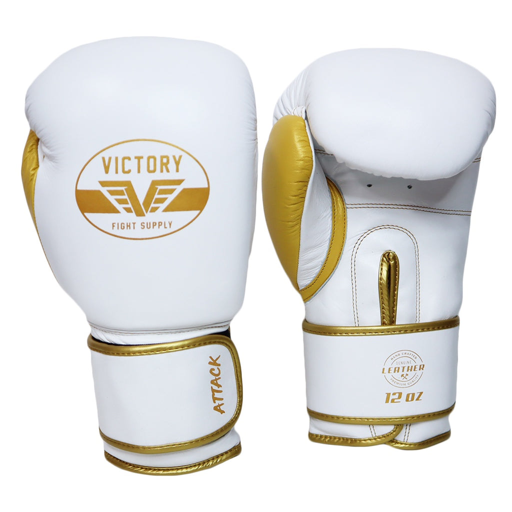 VICTORY GLOVES ATTACK LEATHER HOOK & LOOP WHITE