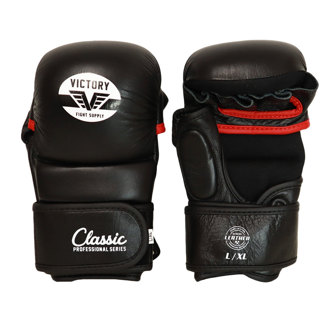 VICTORY MMA GLOVES SPARRING CLASSIC LEATHER BLACK/WHITE