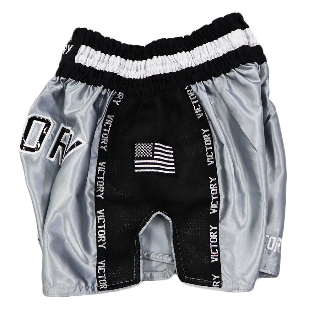 VICTORY MUAY THAI SHORTS IMPACT BLACK/SILVER/WHITE