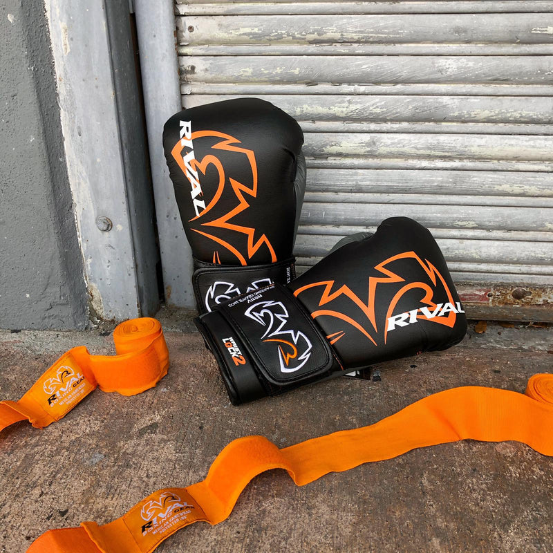 RIVAL GLOVES RS11V BOXING VELCRO BLACK/ORANGE